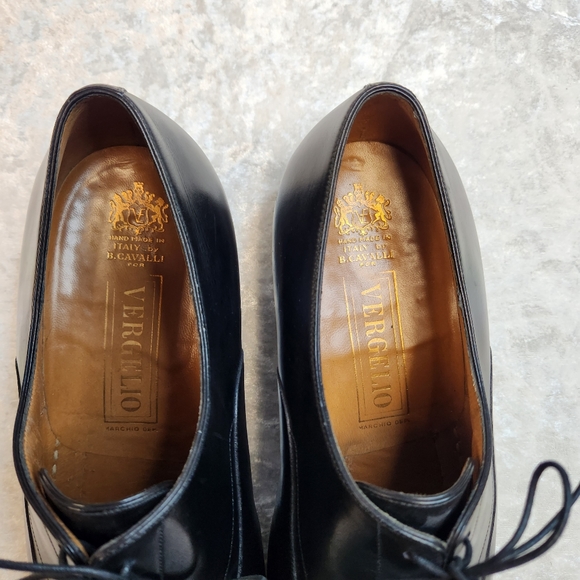 Vergelio Black Leather Hand Made in Italy By B. Cavalli Oxfords-Size 43 - Picture 7 of 9